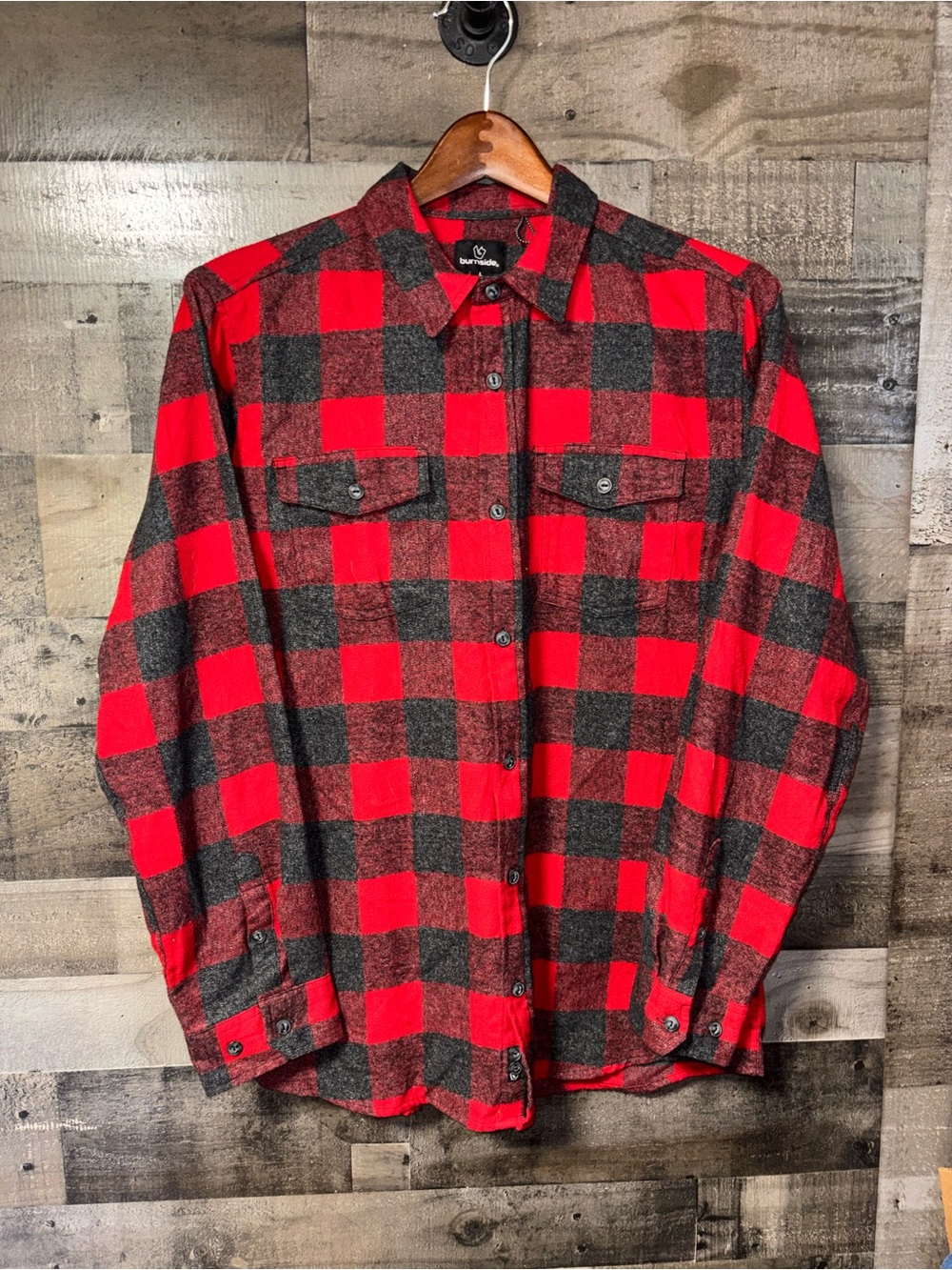 burnside Red & Black Buffalo Plaid Flannel Shirt L